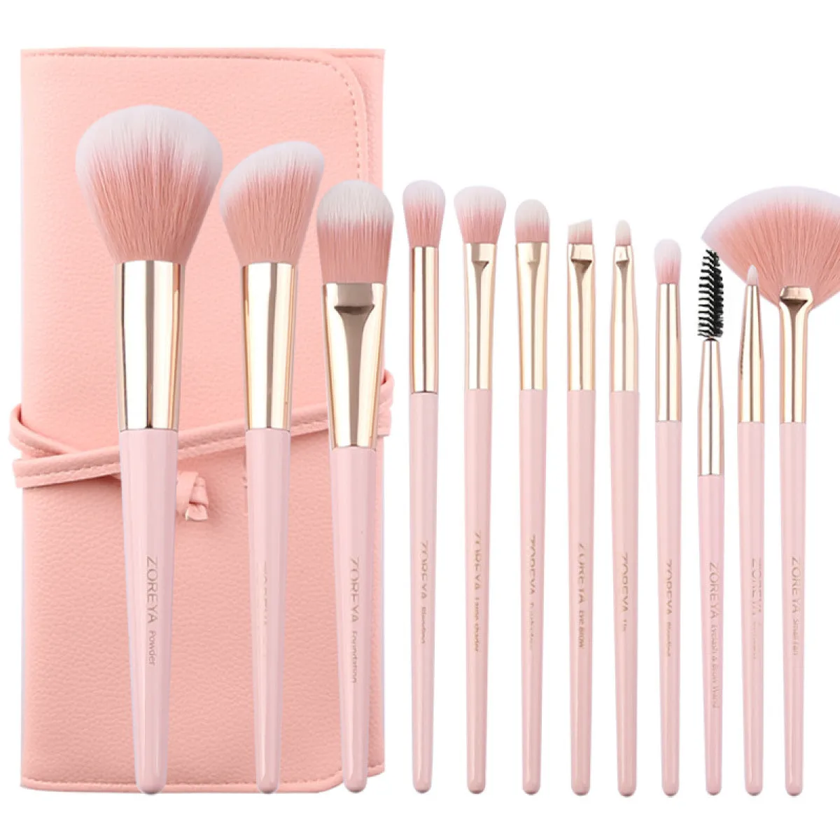 12pcs Pink Eye Brush Set
