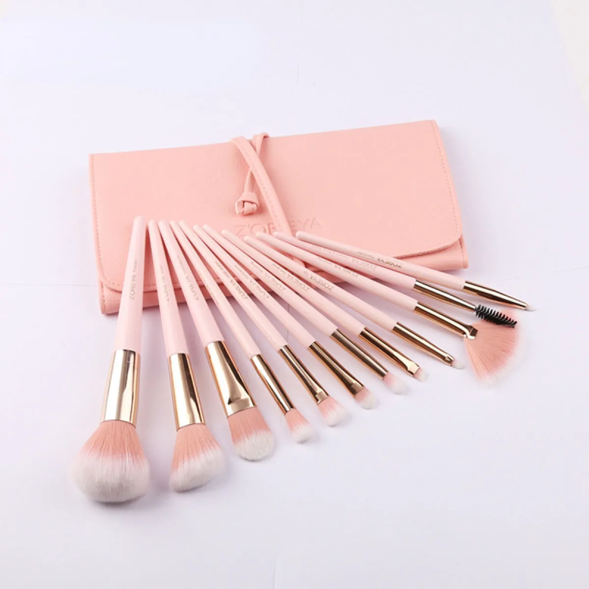 12pcs Pink Eye Brush Set