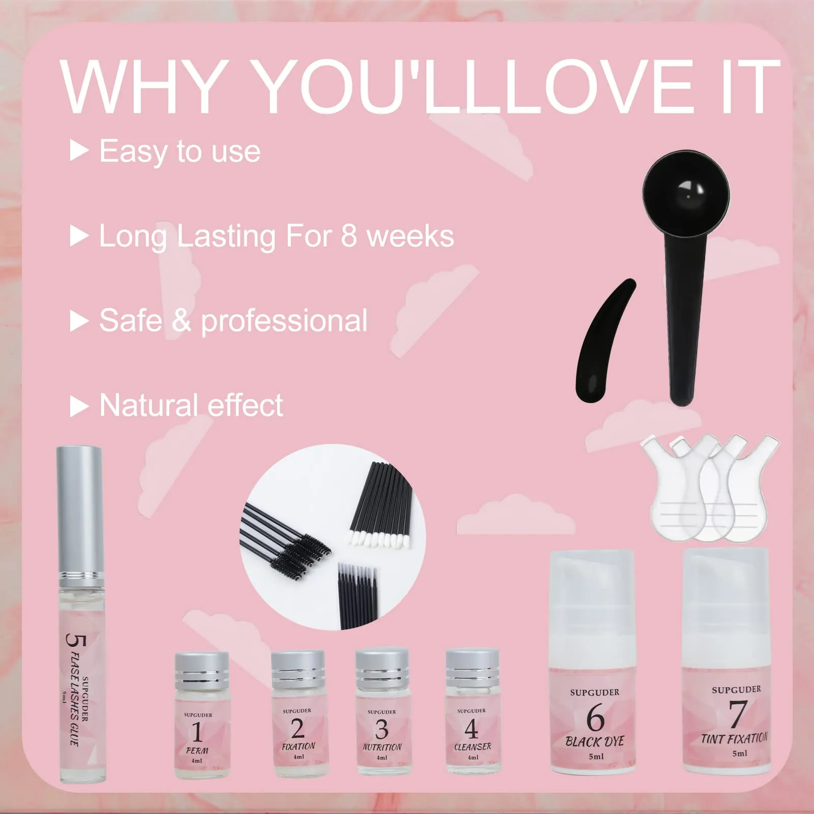 2024 4 IN 1 Lash Lift and Brow Lamination Kit with Long-Lasting Black Color For 6-8 Weeks, Eyelash & Eyebrow Perm Diy Professional Kit,Easy to Use at Home & Salon