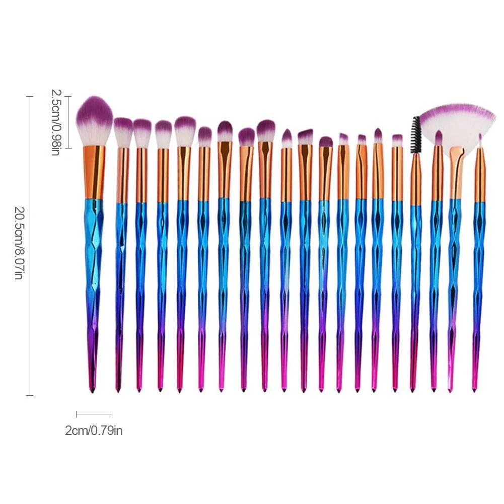 20Pcs Diamond Eyeshadow Eyeliner Blending Makeup Brushes Set 