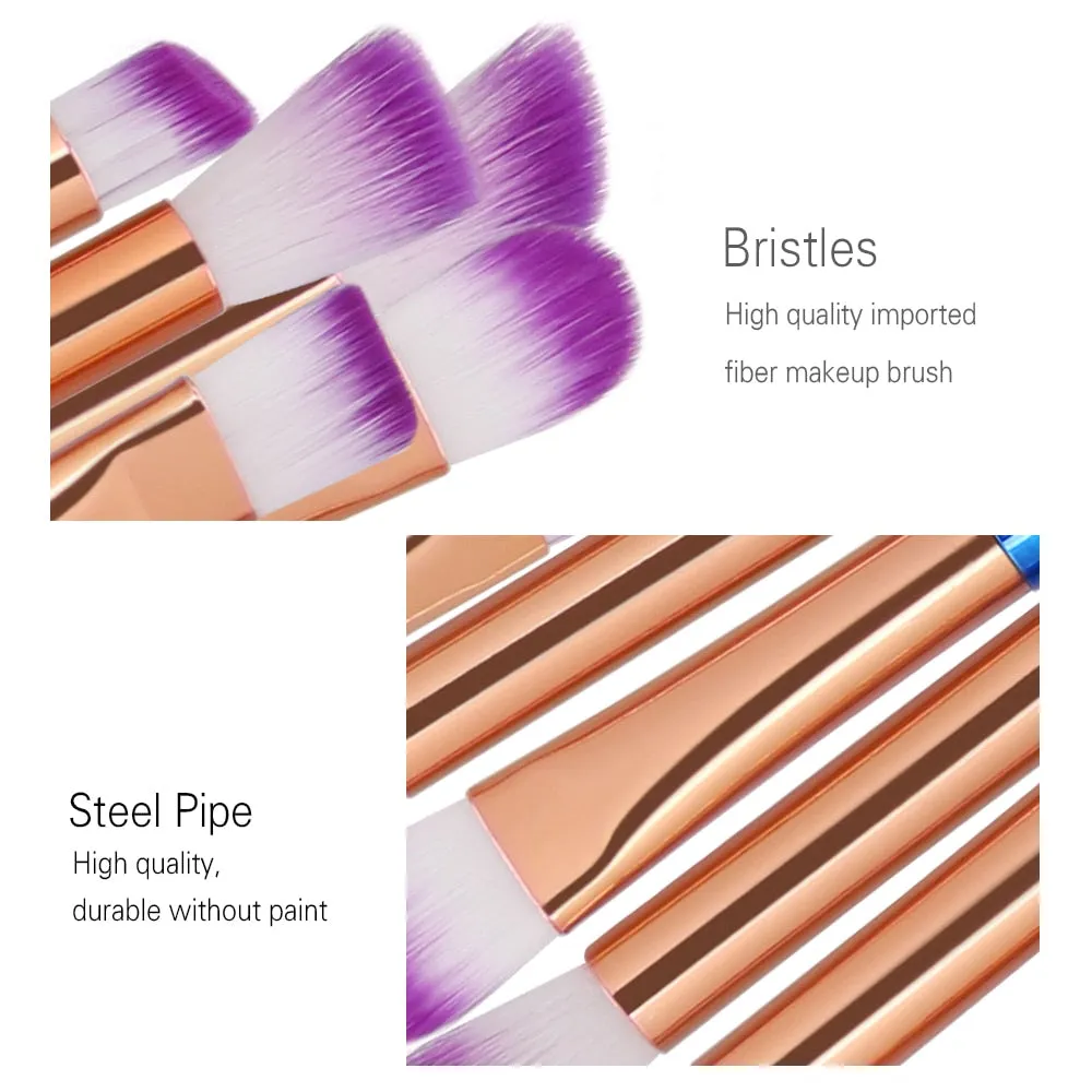 7/10Pcs Diamond Makeup Powder Foundation Eye Shadow Blush Blending Brushes Set  Tool Kits