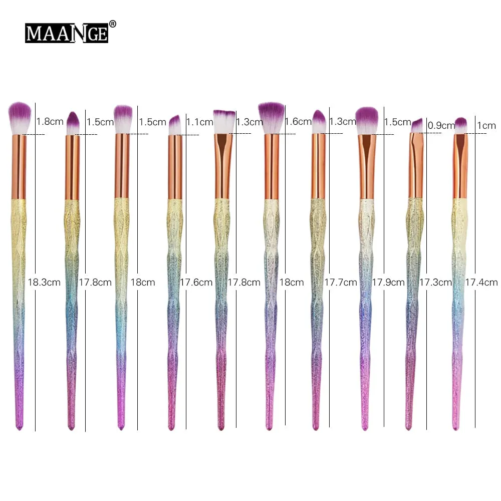 7/10Pcs Diamond Makeup Powder Foundation Eye Shadow Blush Blending Brushes Set  Tool Kits