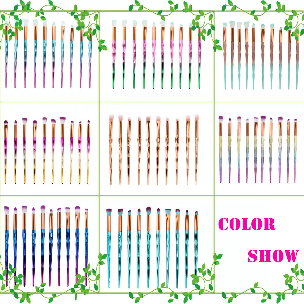 7/10Pcs Diamond Makeup Powder Foundation Eye Shadow Blush Blending Brushes Set  Tool Kits