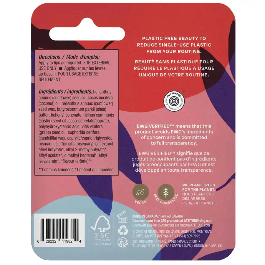 Attitude Leaves Bar Lip Balm Watermelon 8.5g