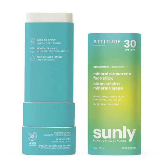 Attitude Sunly Mineral Sunscreen Face Stick SPF 30 0.7oz