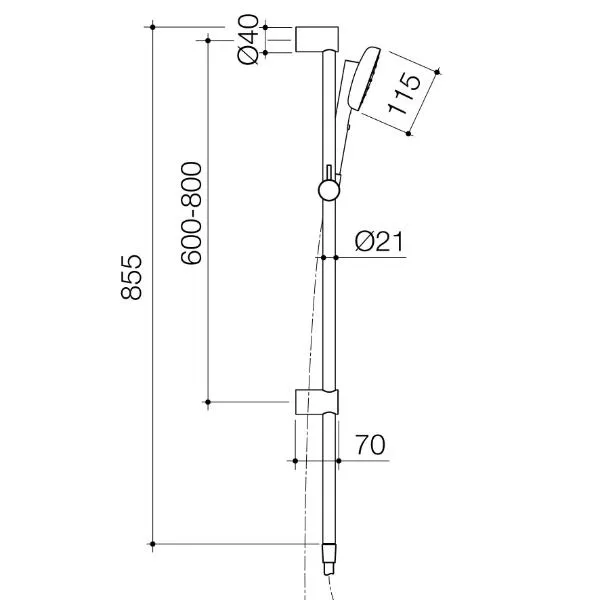 Caroma Contura II Rail Shower - Brushed Brass