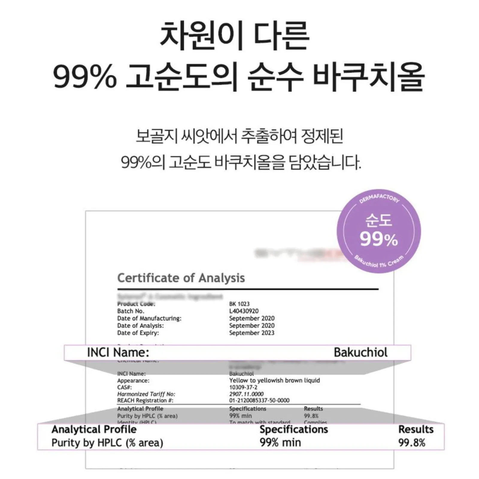 DERMA FACTORY Bakuchiol 5% Ampoule Skin Whitening Wrinkle Elasticity Nutrition 20ml