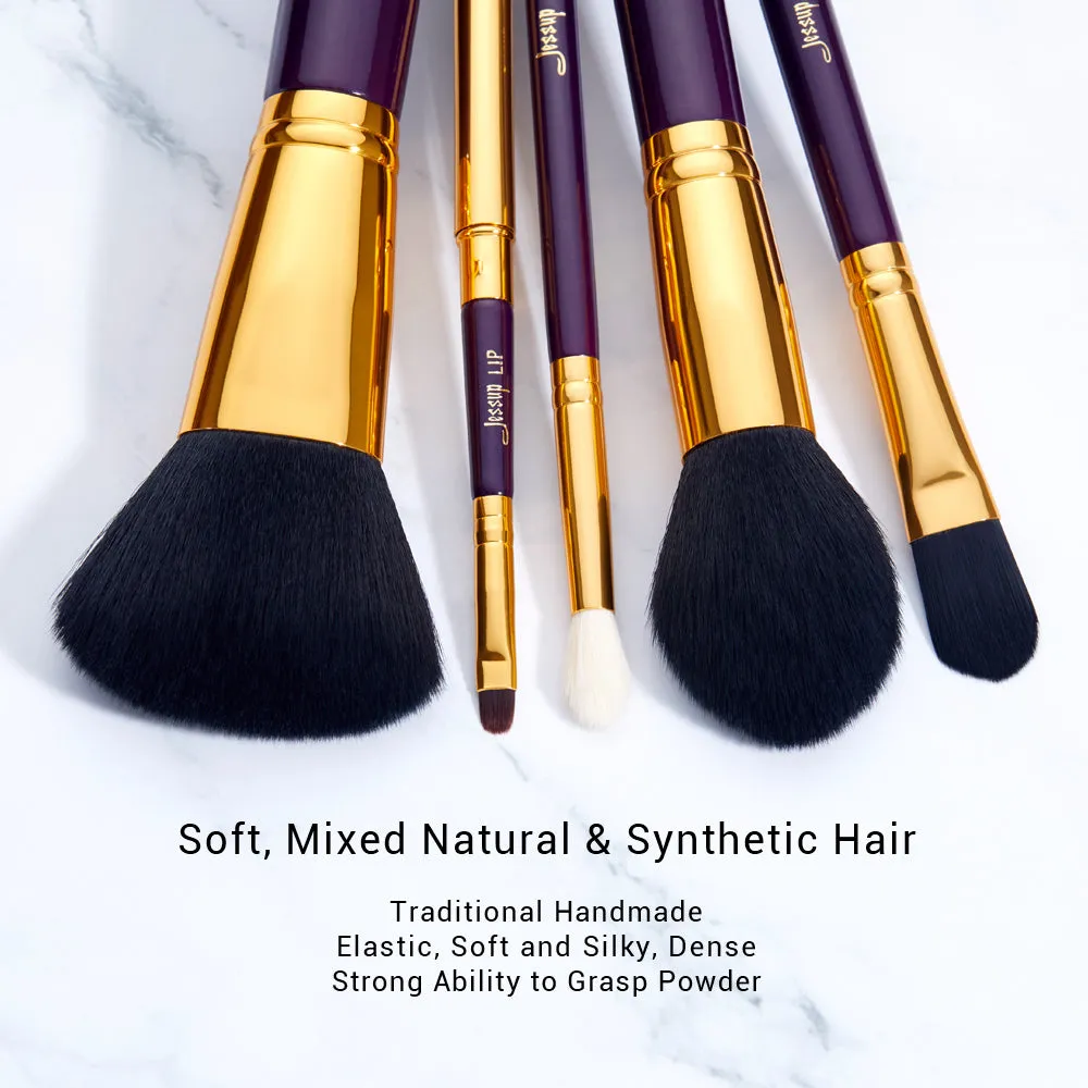 Essential Makeup Brush Set Purple 15 Pcs T095