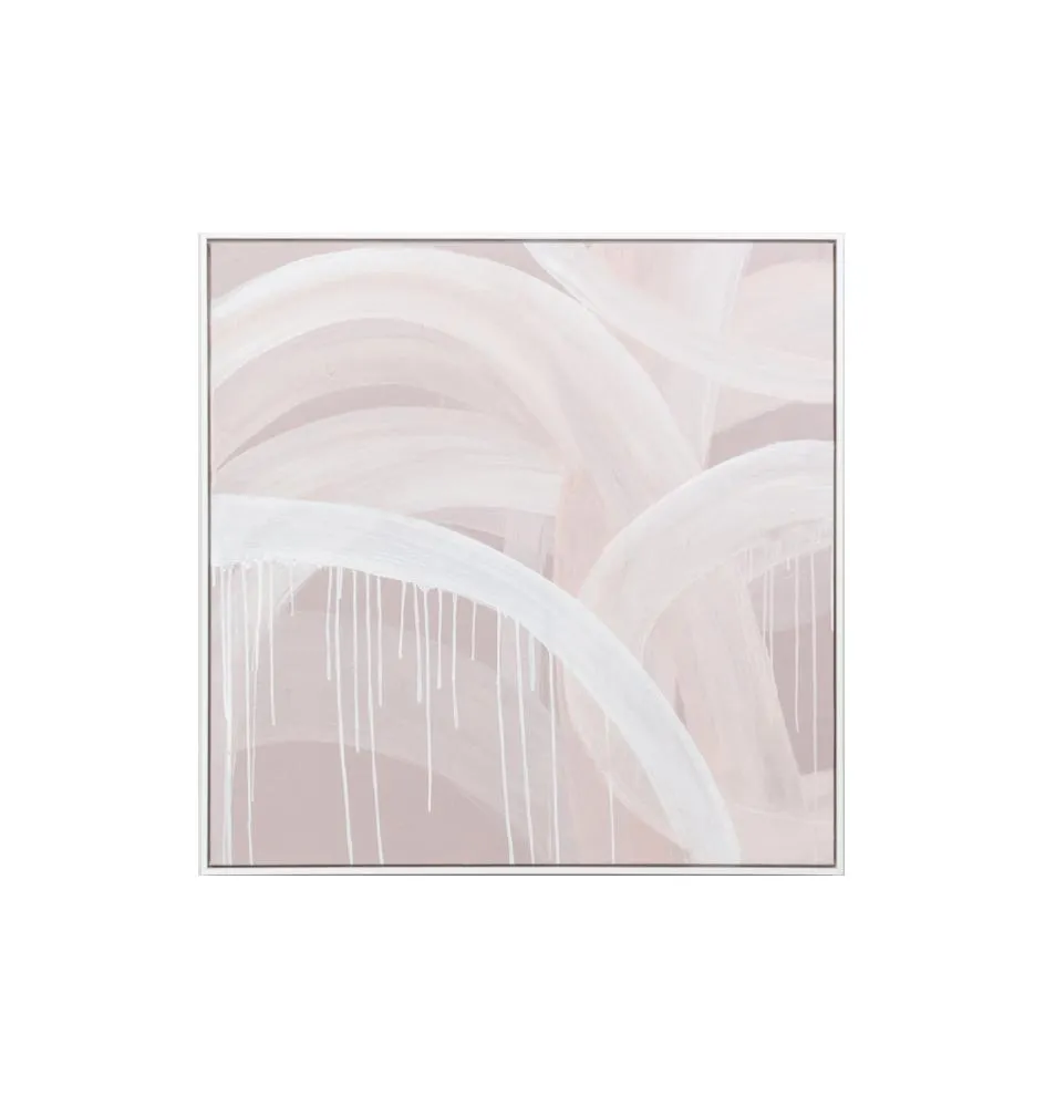 Ex Display - Linus Blush Medium Framed Hand Painted Wall Art - Natural Frame