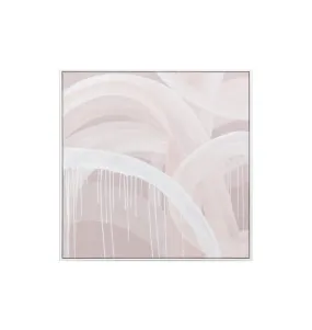 Ex Display - Linus Blush Medium Framed Hand Painted Wall Art - Natural Frame