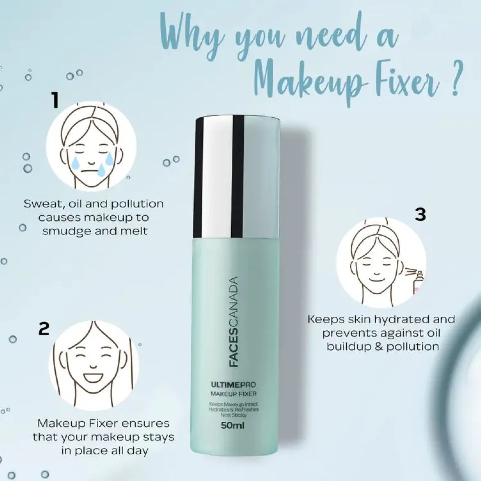 Faces Canada Makeup Fixer | Setting Spray | Keeps Makeup Intact | Chamomile and Hyaluronic Acid Enriched | Hydrates & Refreshes Skin 50ml