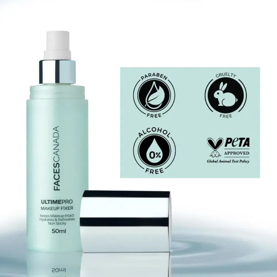 Faces Canada Makeup Fixer | Setting Spray | Keeps Makeup Intact | Chamomile and Hyaluronic Acid Enriched | Hydrates & Refreshes Skin 50ml