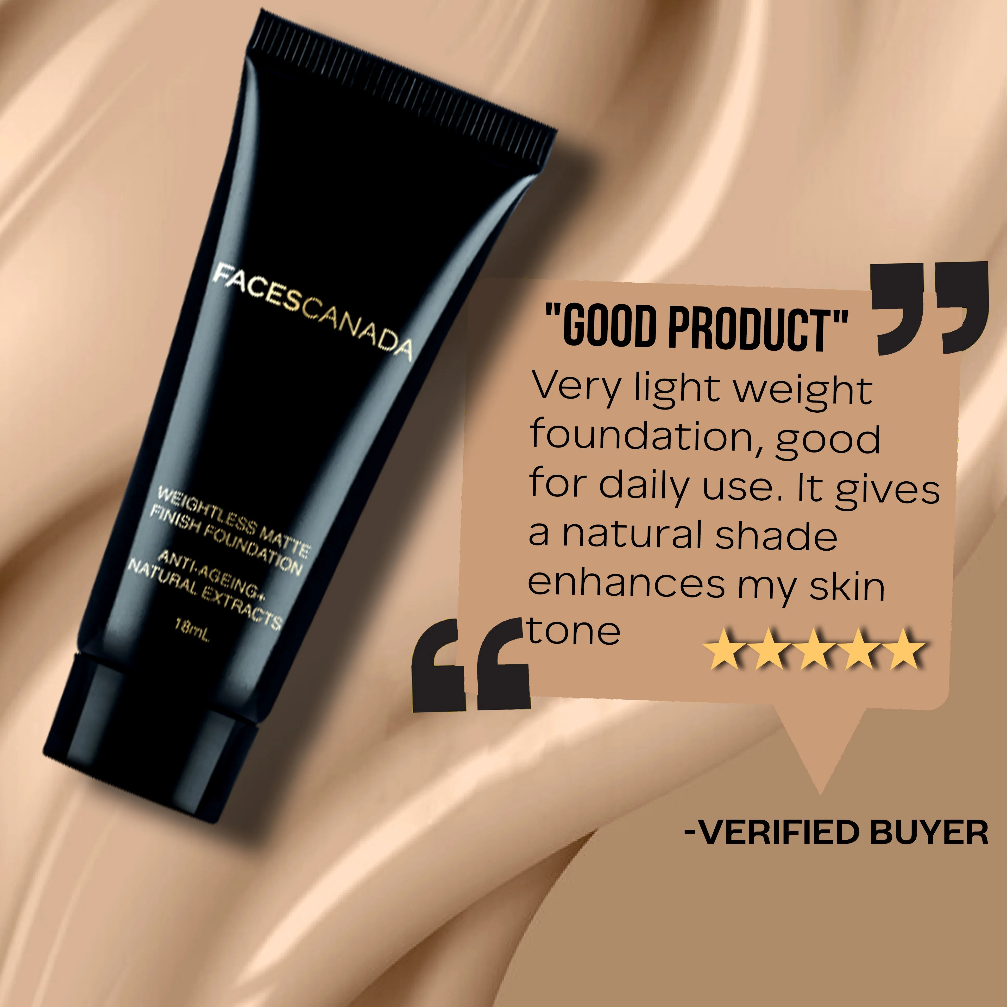 Faces Canada Weightless Matte Foundation | Grape extracts & Shea Butter |Natural Matte Finish | Dermatologically Tested | All Skin Types |Sand 18ml