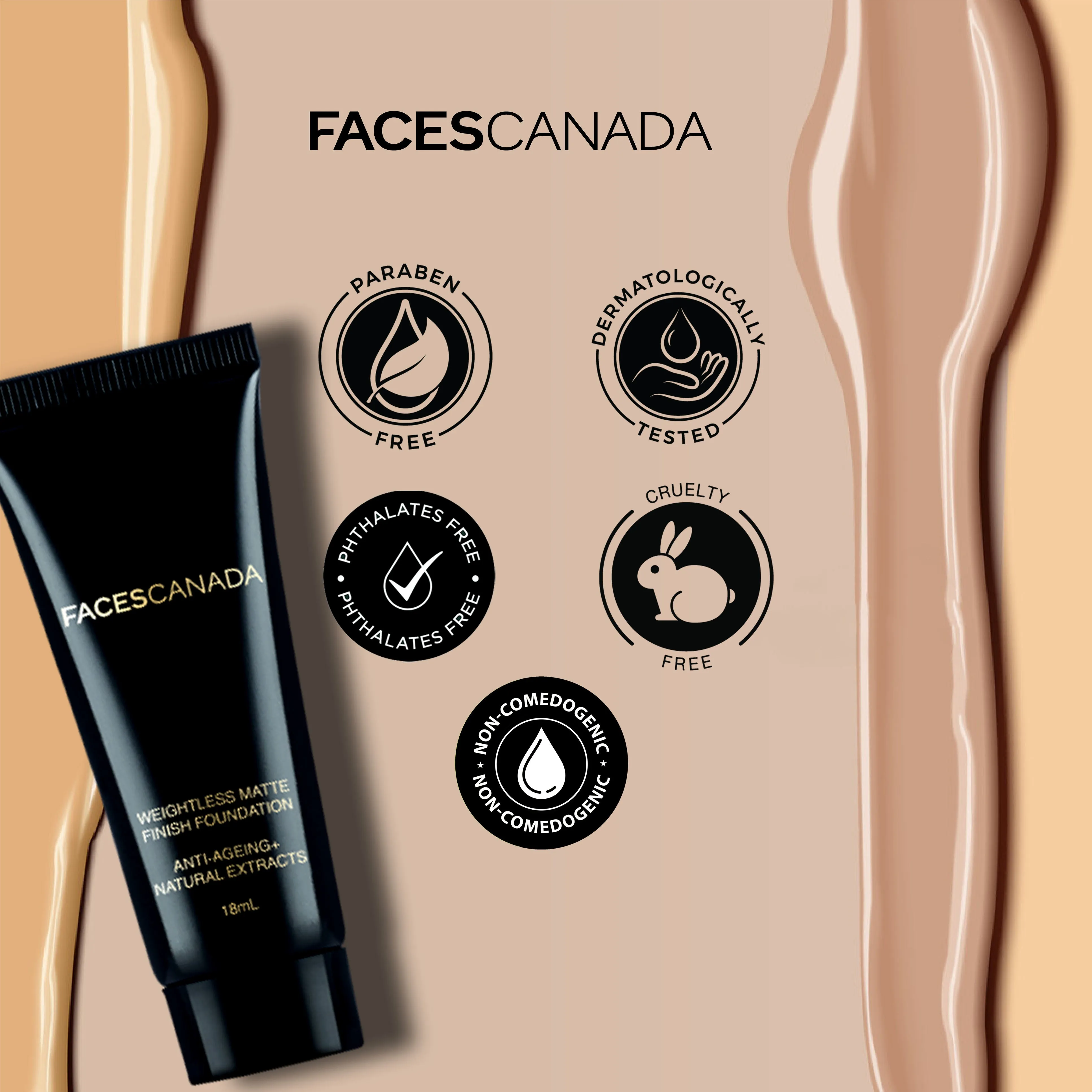 Faces Canada Weightless Matte Foundation | Grape extracts & Shea Butter |Natural Matte Finish | Dermatologically Tested | All Skin Types |Sand 18ml