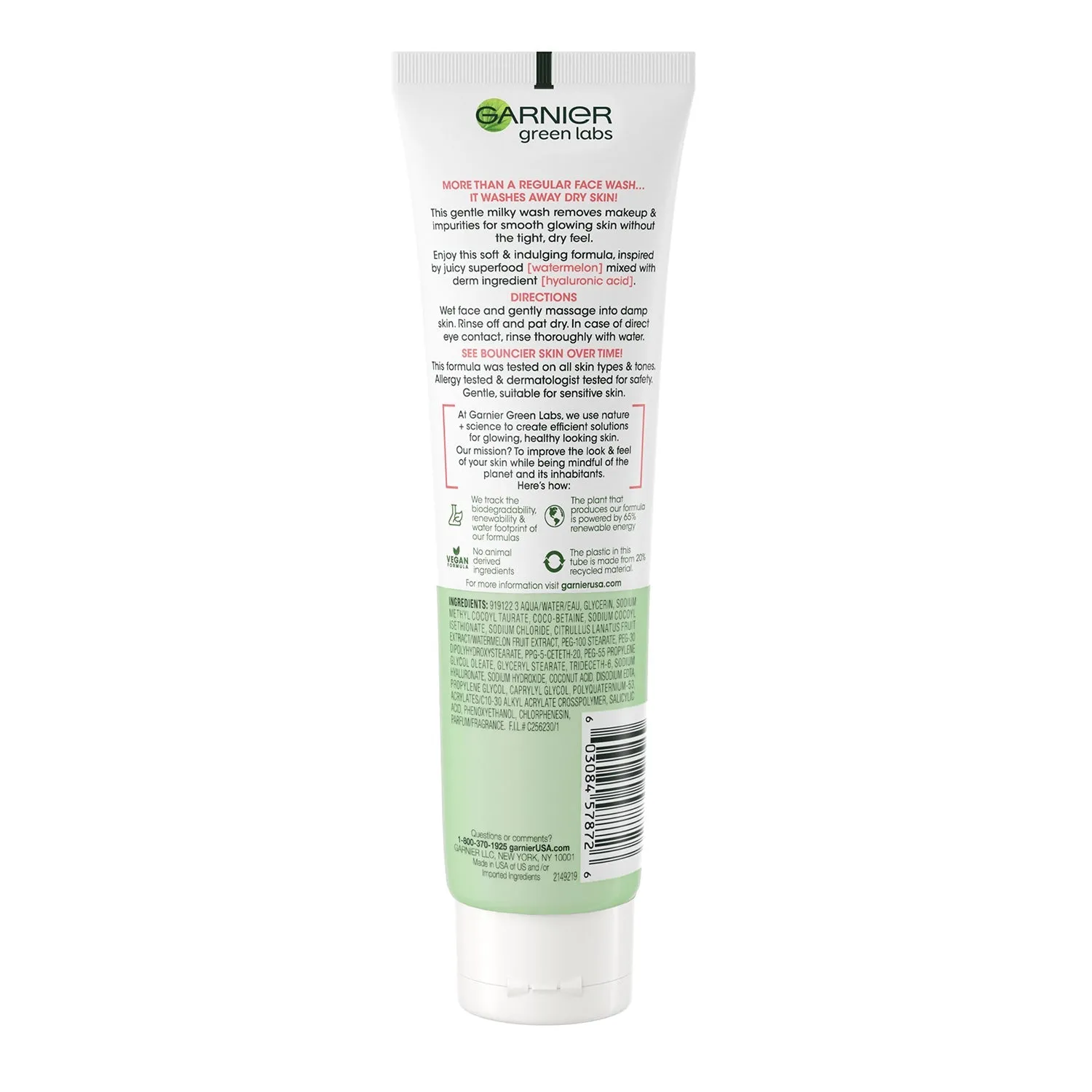 Garnier Green Labs Hyalu-Melon Smoothing Milky Washable Cleanser 4.4oz