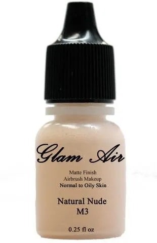 Glam Air Airbrush Makeup Foundations Set Two M3 Natural Nude and M4 Classic Beige  for Flawless Looking Skin Matte Finish For Normal to Oily Skin (Water Based)0.25oz Bottles