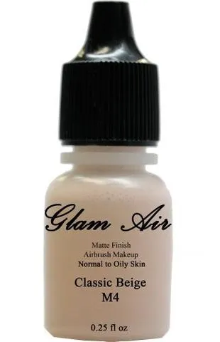 Glam Air Airbrush Makeup Foundations Set Two M3 Natural Nude and M4 Classic Beige  for Flawless Looking Skin Matte Finish For Normal to Oily Skin (Water Based)0.25oz Bottles