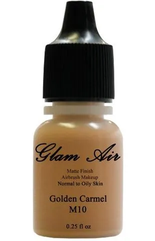 Glam Air Airbrush Makeup Foundations Set Two  M9 Sunset Tan  And M10 Golden Carmel  for Flawless Looking Skin Matte Finish For Normal to Oily Skin (Water Based)0.25oz Bottles