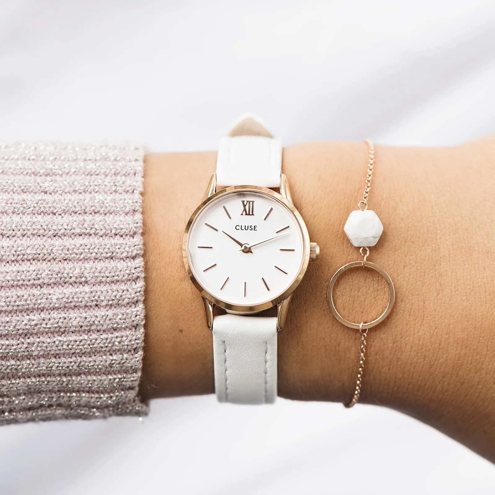 La Vedette Leather White, Rose Gold Colour