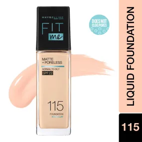 Maybelline New York Fit Me Matte   Poreless Liquid Foundation, 115 Ivory | Matte Foundation | Oil Control Foundation | Foundation With SPF, 30 ml