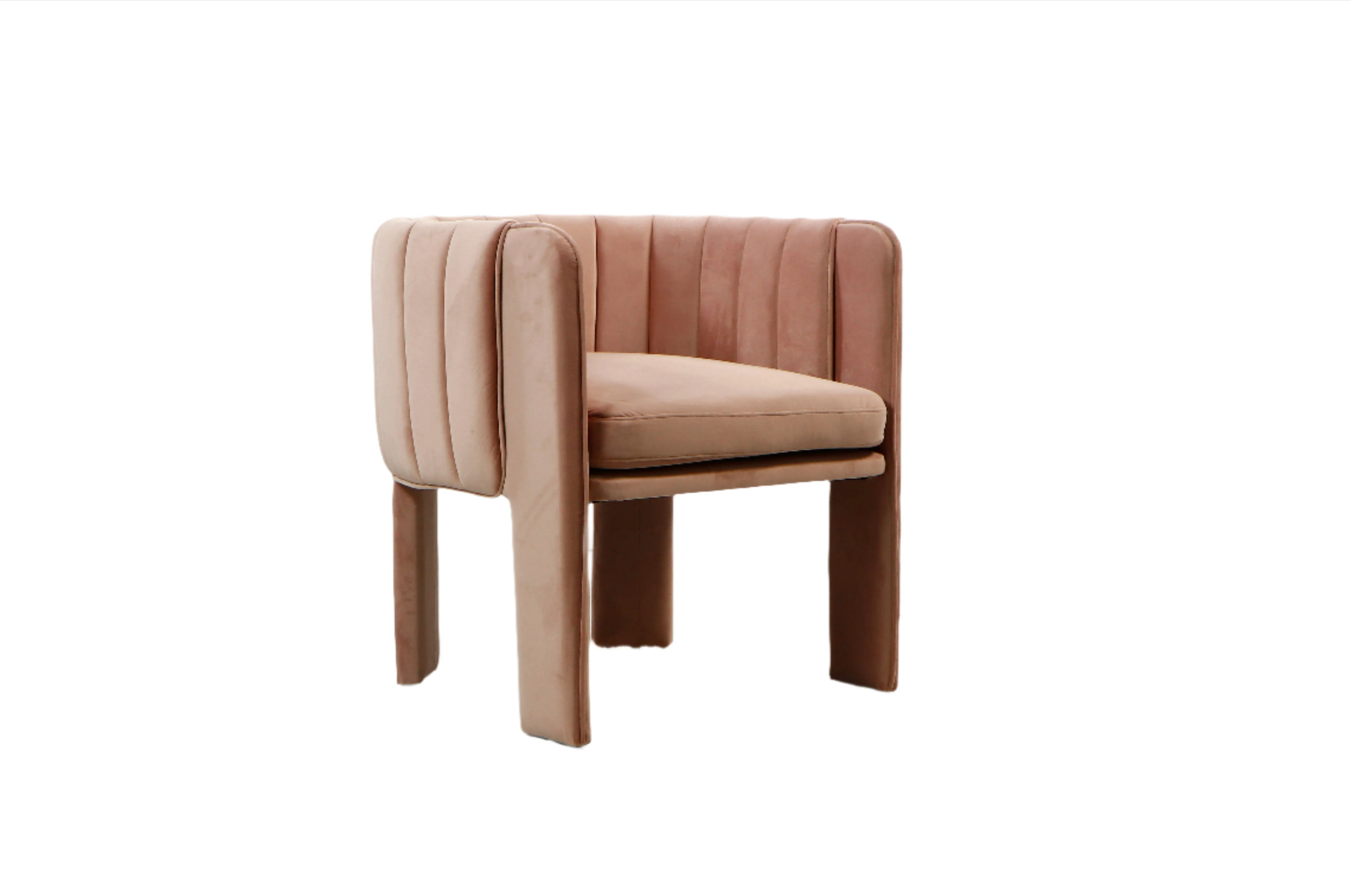 Olivia Channel Tufted Barrel Armchair Accent Chair in Blush