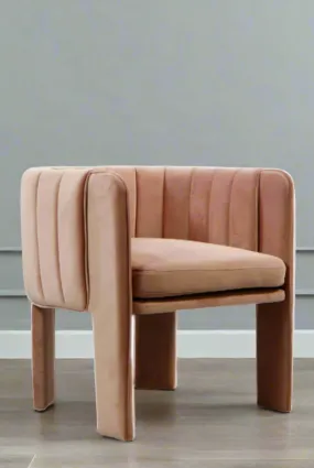 Olivia Channel Tufted Barrel Armchair Accent Chair in Blush
