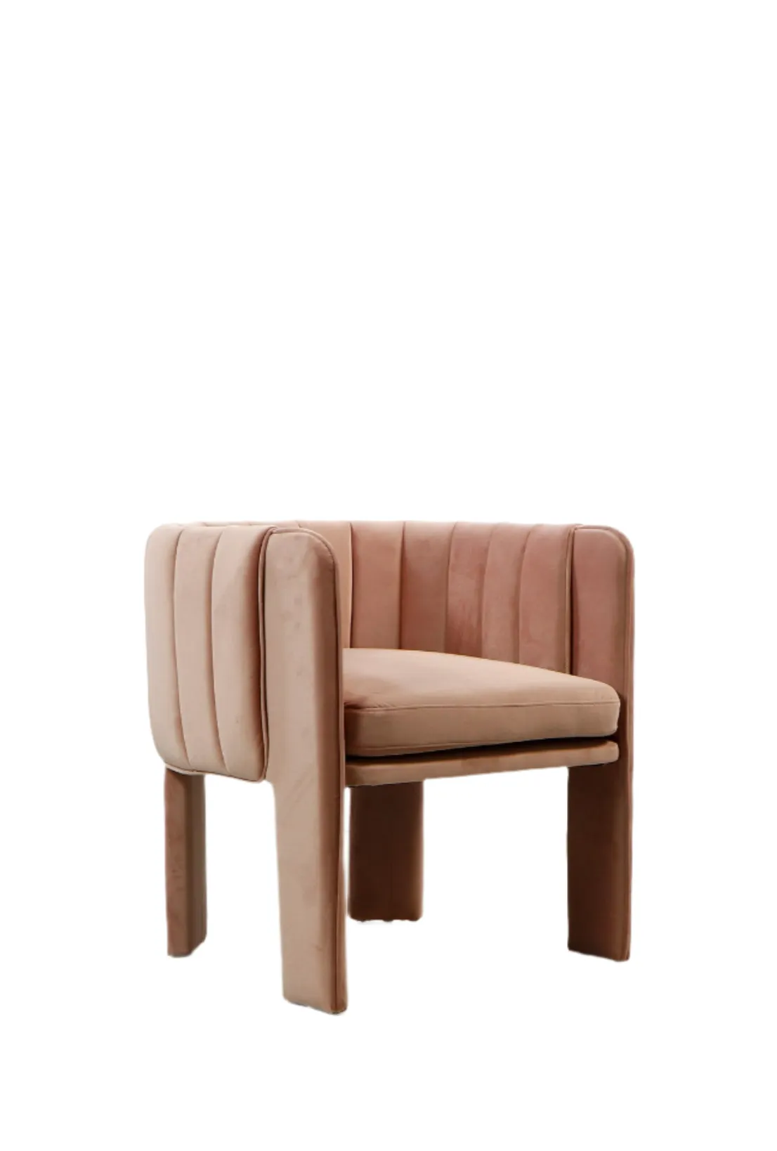 Olivia Channel Tufted Barrel Armchair Accent Chair in Blush