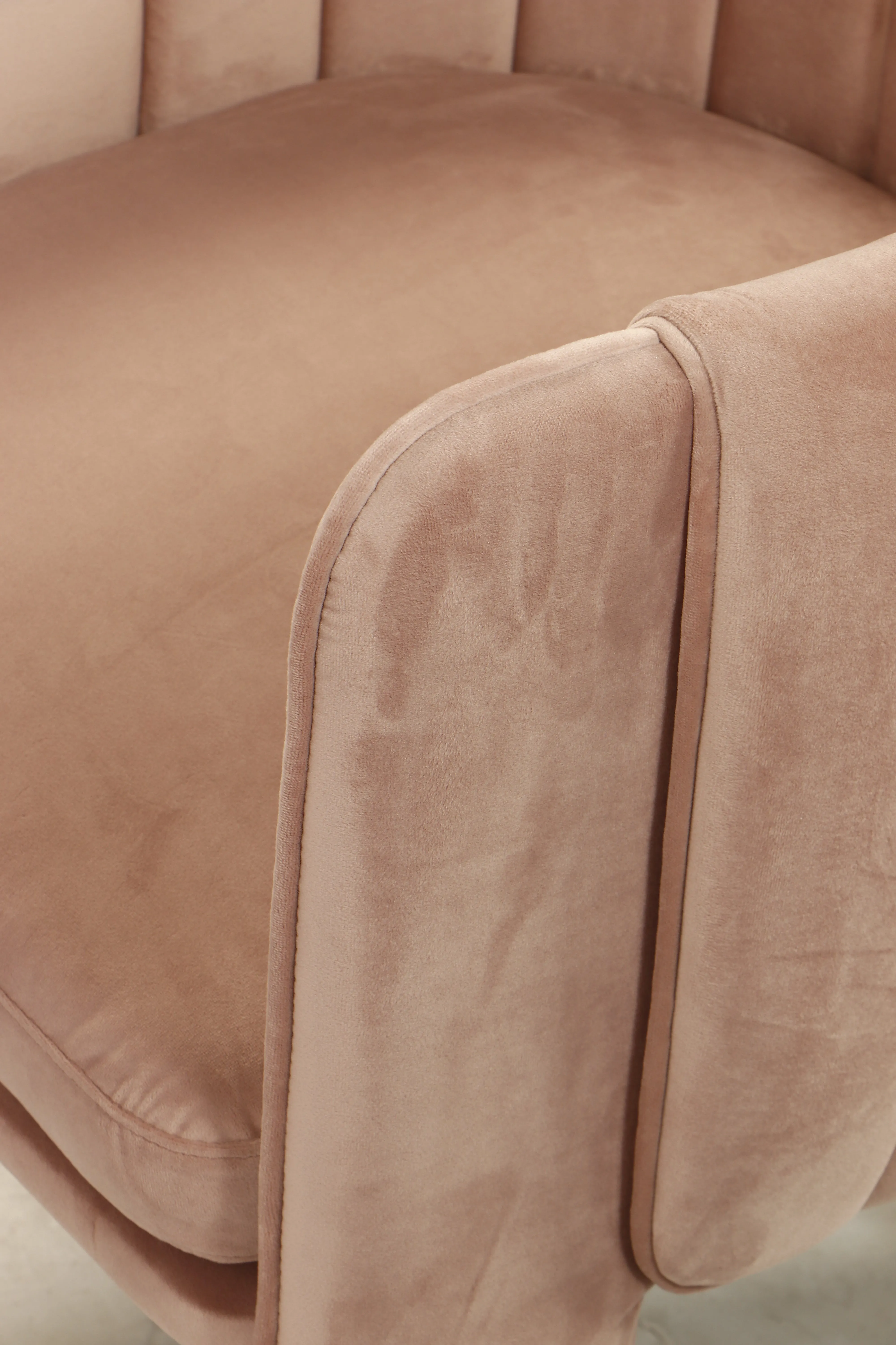 Olivia Channel Tufted Barrel Armchair Accent Chair in Blush