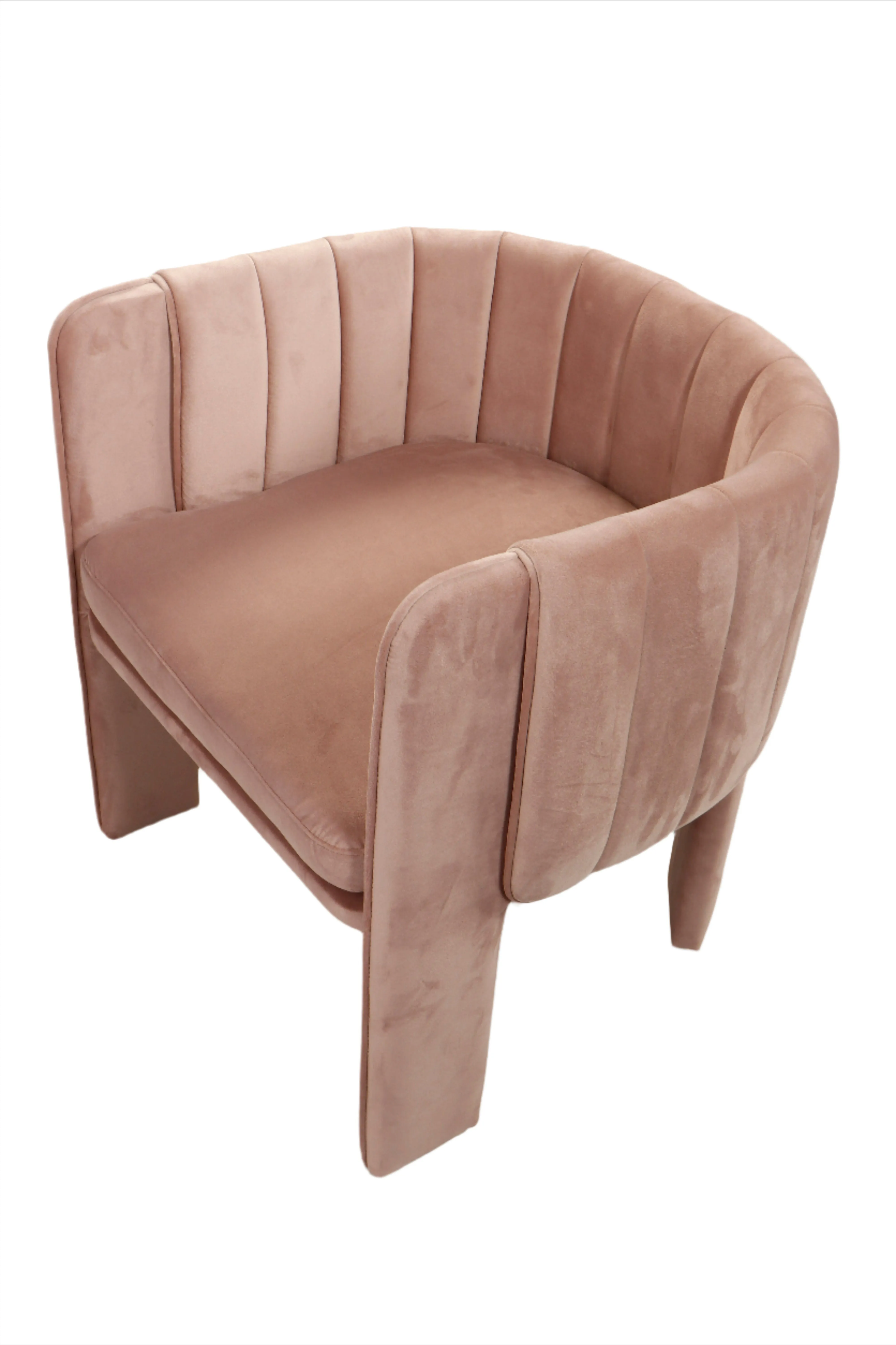 Olivia Channel Tufted Barrel Armchair Accent Chair in Blush