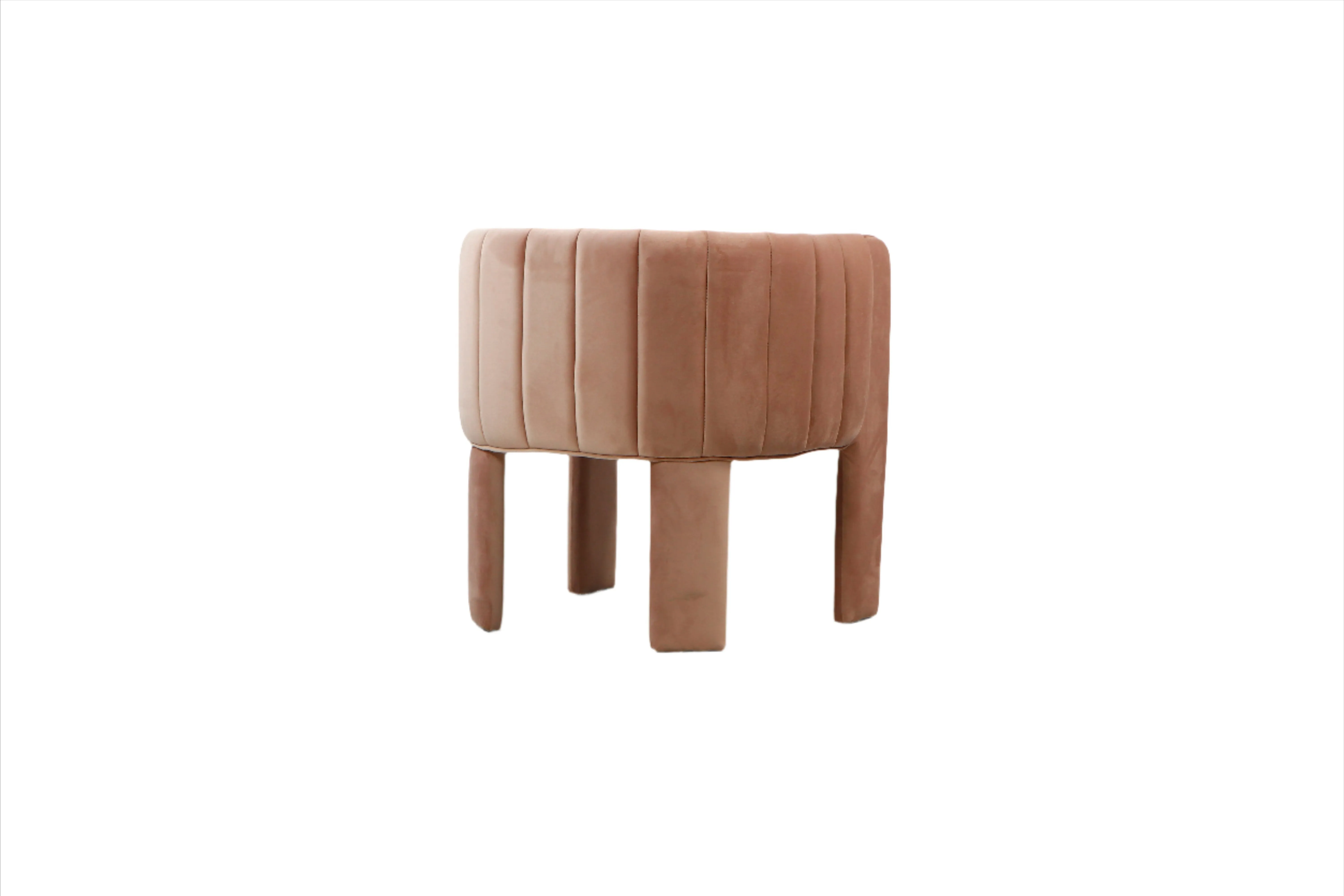 Olivia Channel Tufted Barrel Armchair Accent Chair in Blush