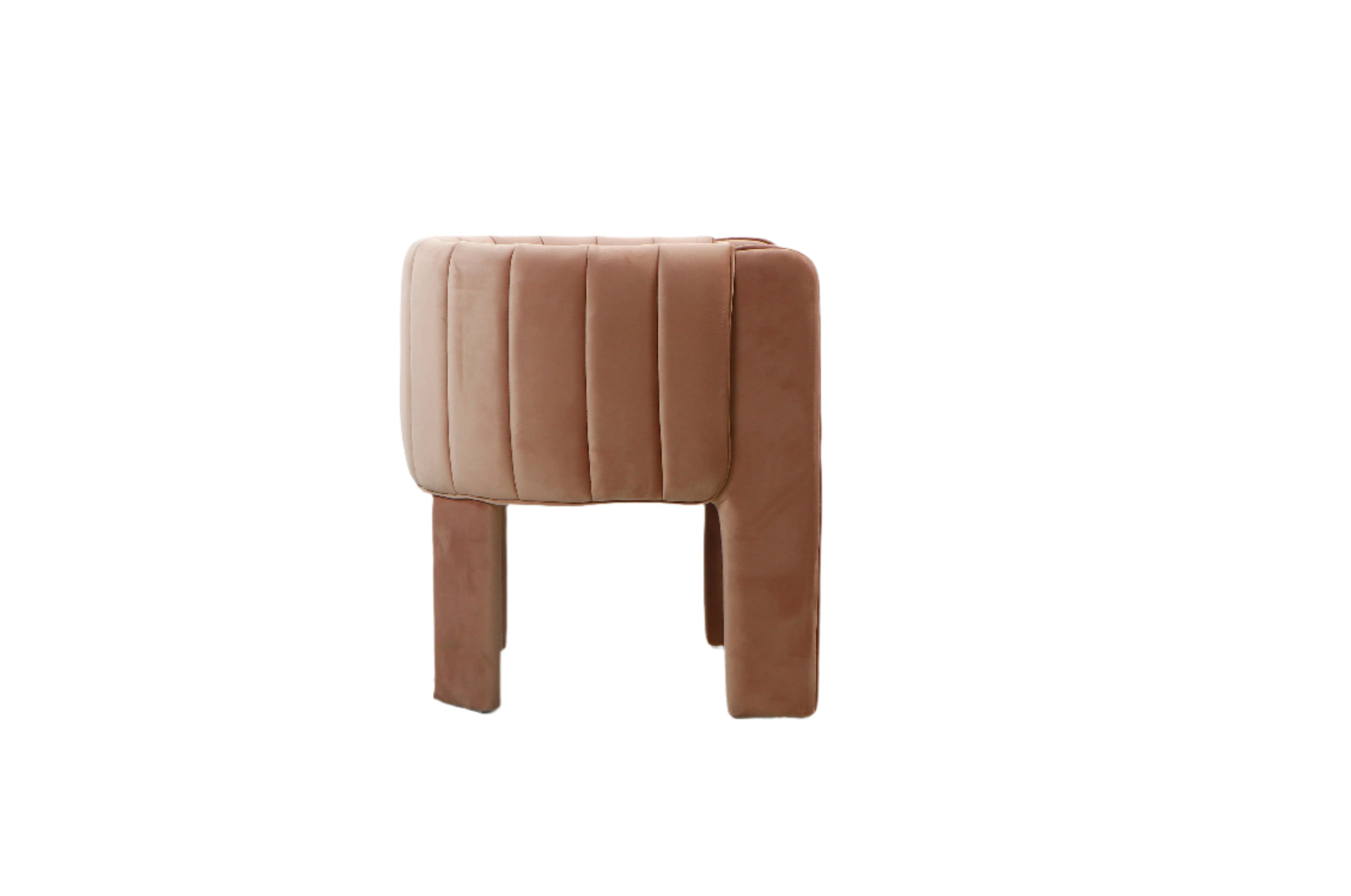 Olivia Channel Tufted Barrel Armchair Accent Chair in Blush