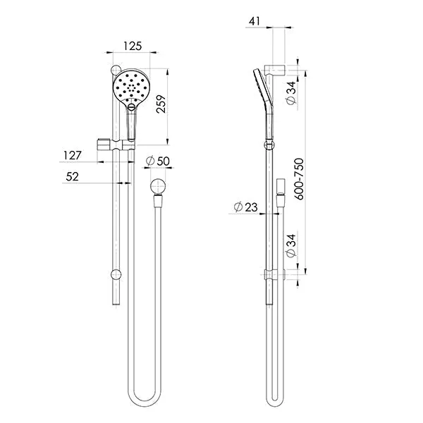 Phoenix Tapware Ormond Rail Shower Brushed Nickel