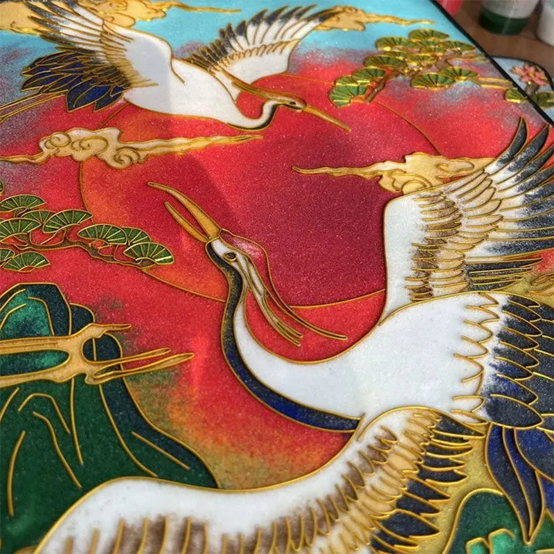 Pine and Crane Longevity Cloisonné Enamel DIY Kit