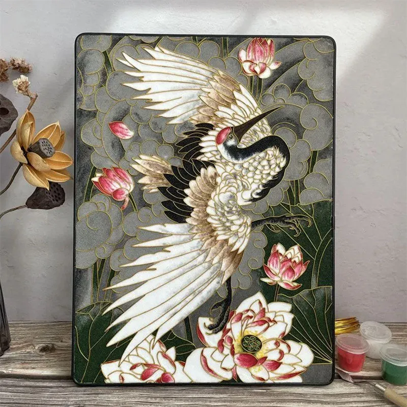 Pine and Crane Longevity Cloisonné Enamel DIY Kit