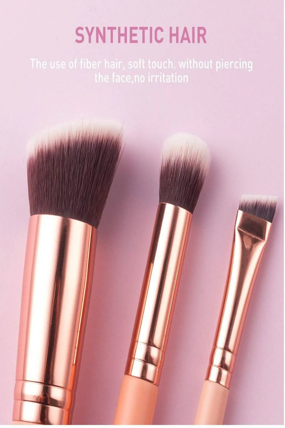 Pink Rose Gold Blending Makeup brush Set - 15 Pack