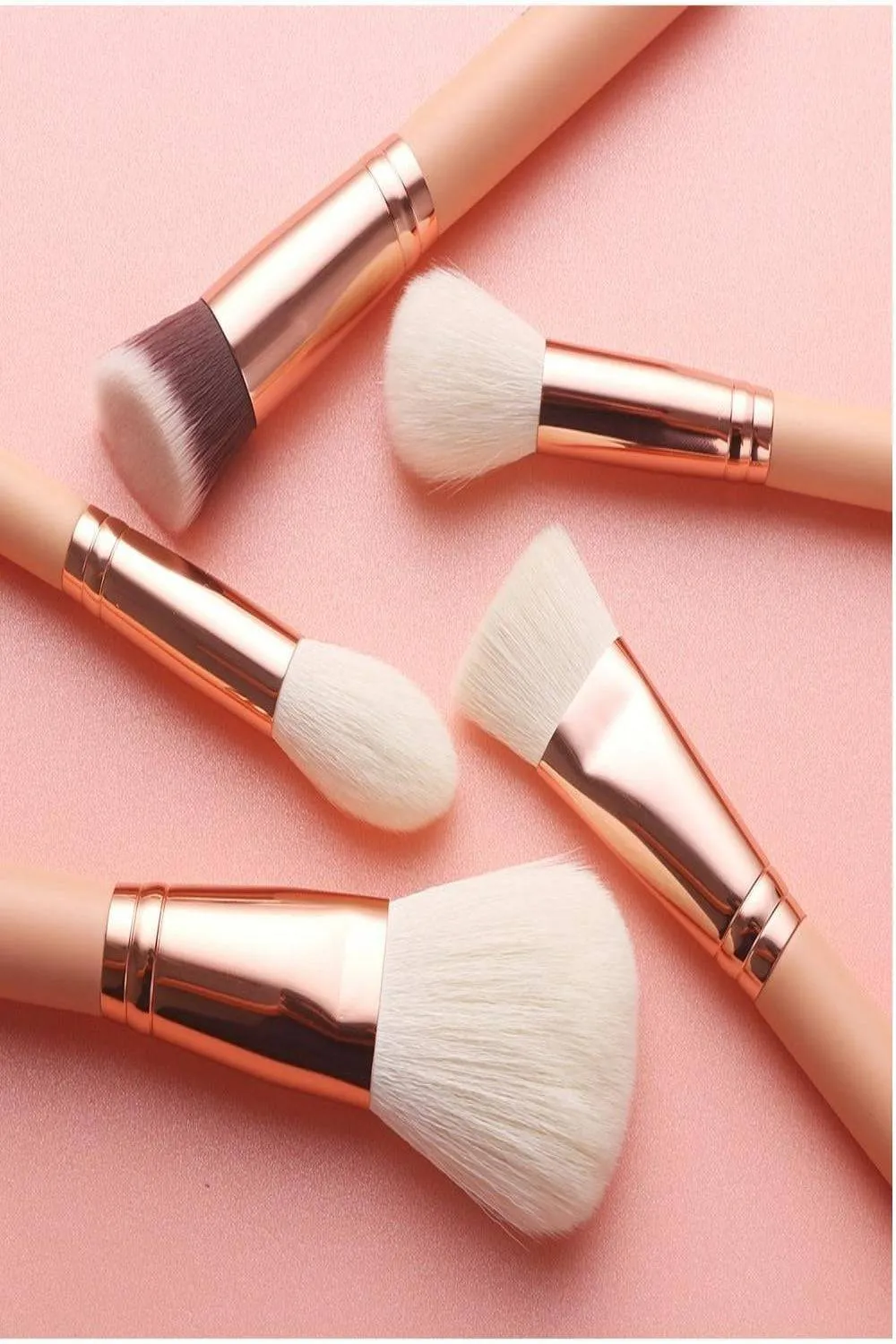 Pink Rose Gold Blending Makeup brush Set - 15 Pack