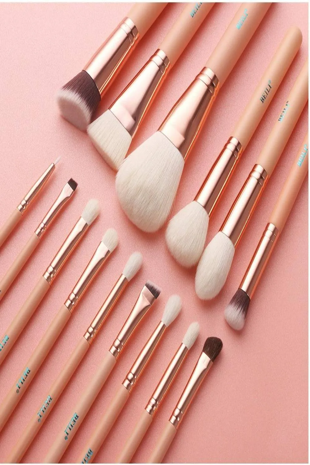 Pink Rose Gold Blending Makeup brush Set - 15 Pack