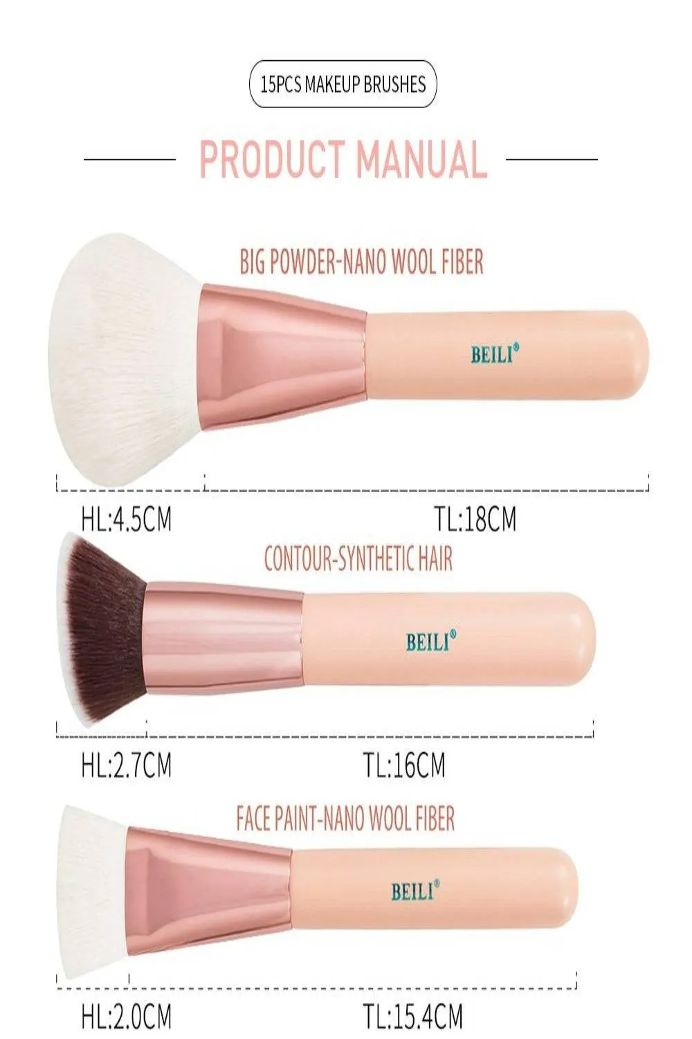 Pink Rose Gold Blending Makeup brush Set - 15 Pack