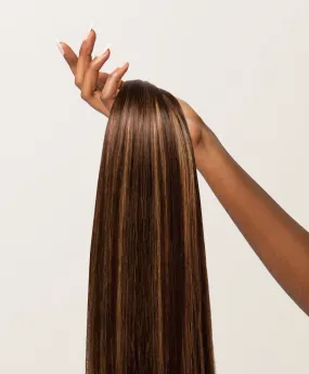 Subtle Brunette Highlighted, 20" Volumiser Quad Clip-In Weft, PP2/6 | 45g