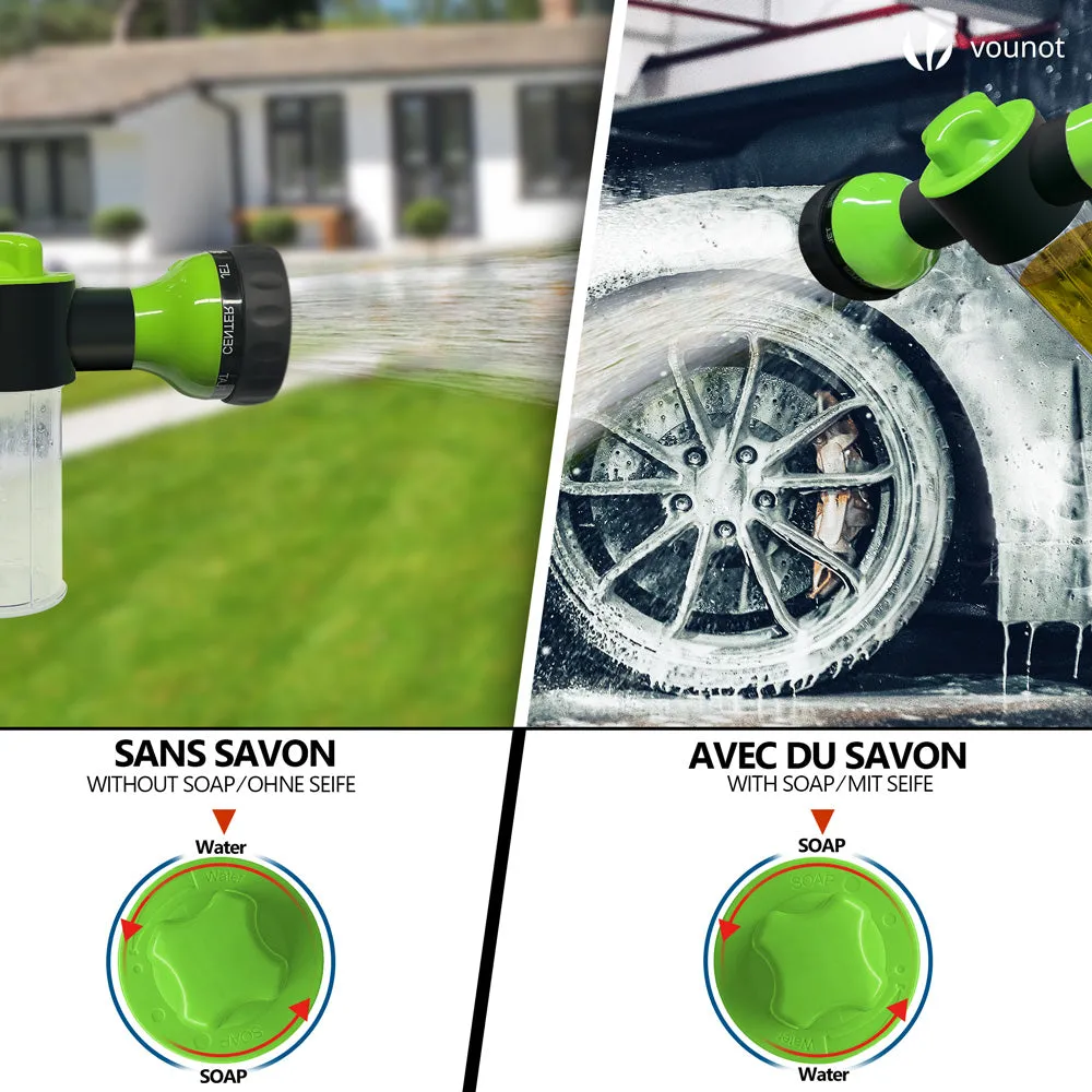 VOUNOT Flexible Garden Hose 50FT, 8 Modes with Soap Dispenser Black