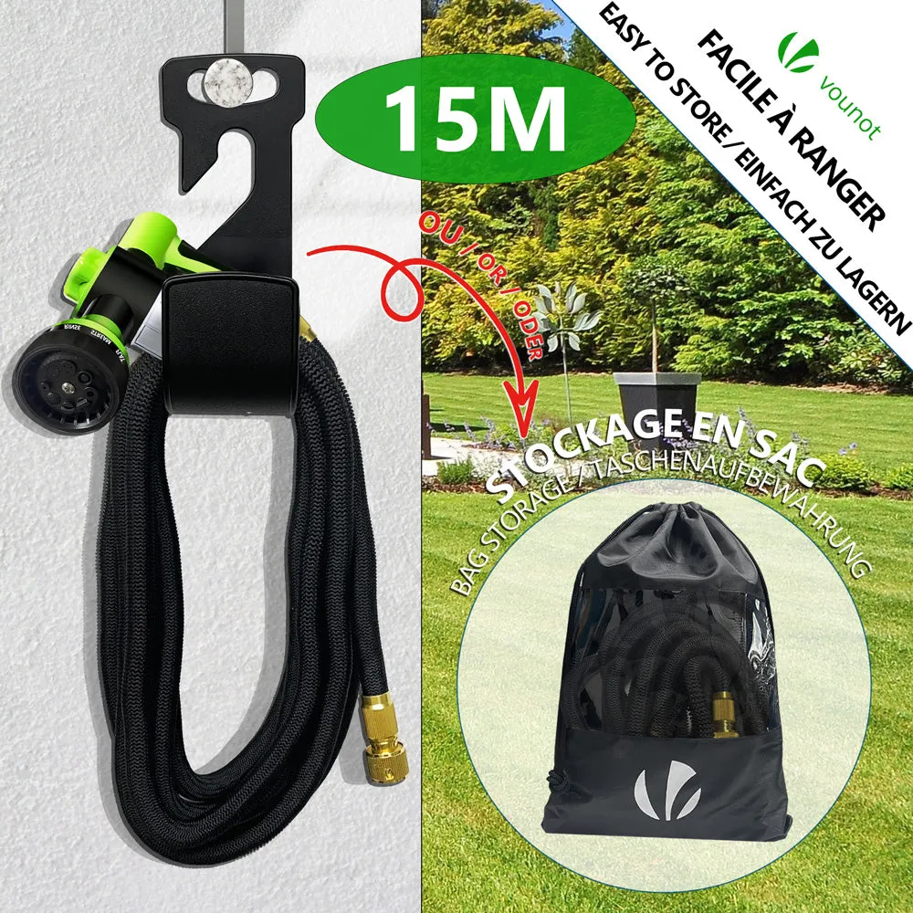 VOUNOT Flexible Garden Hose 50FT, 8 Modes with Soap Dispenser Black