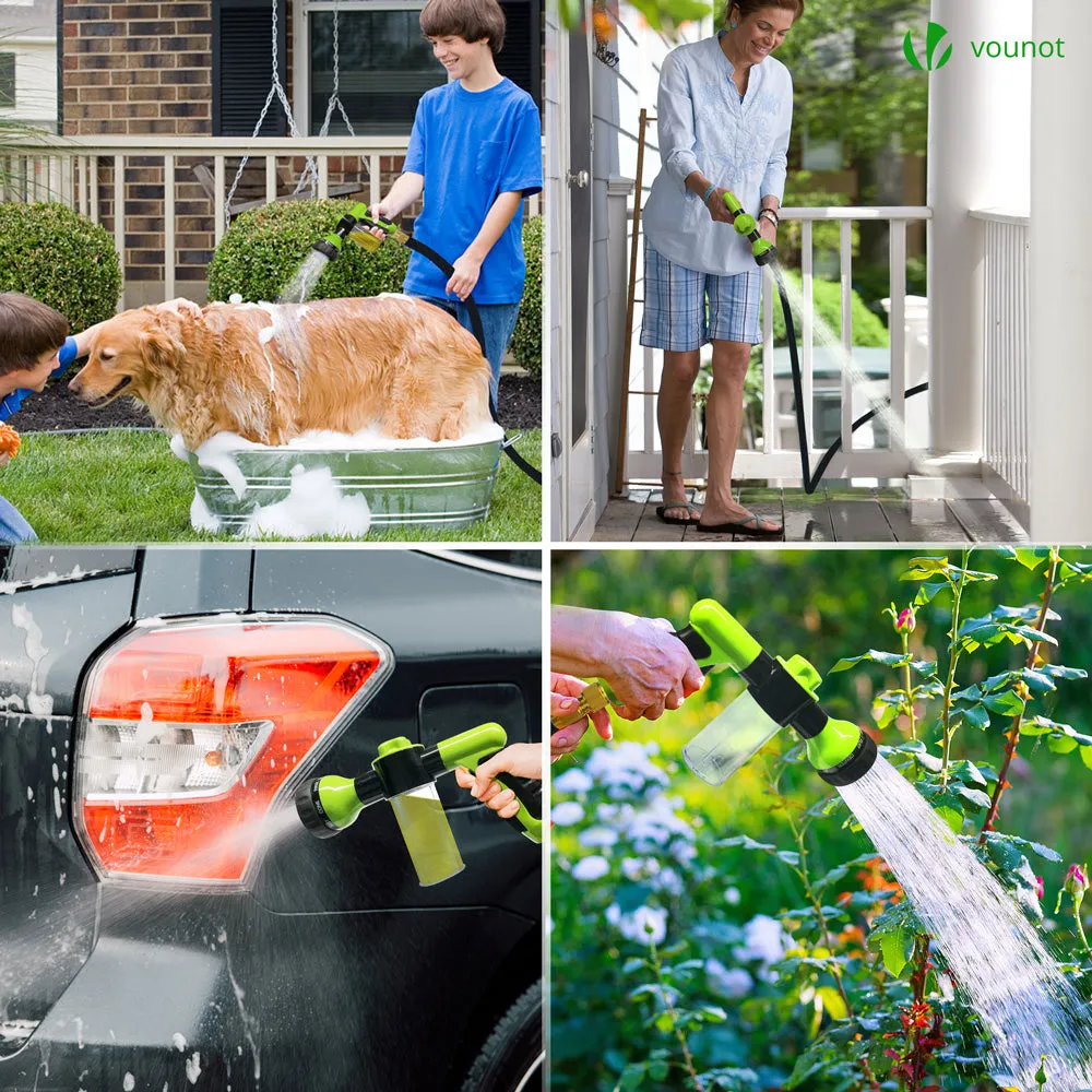 VOUNOT Flexible Garden Hose 50FT, 8 Modes with Soap Dispenser Black